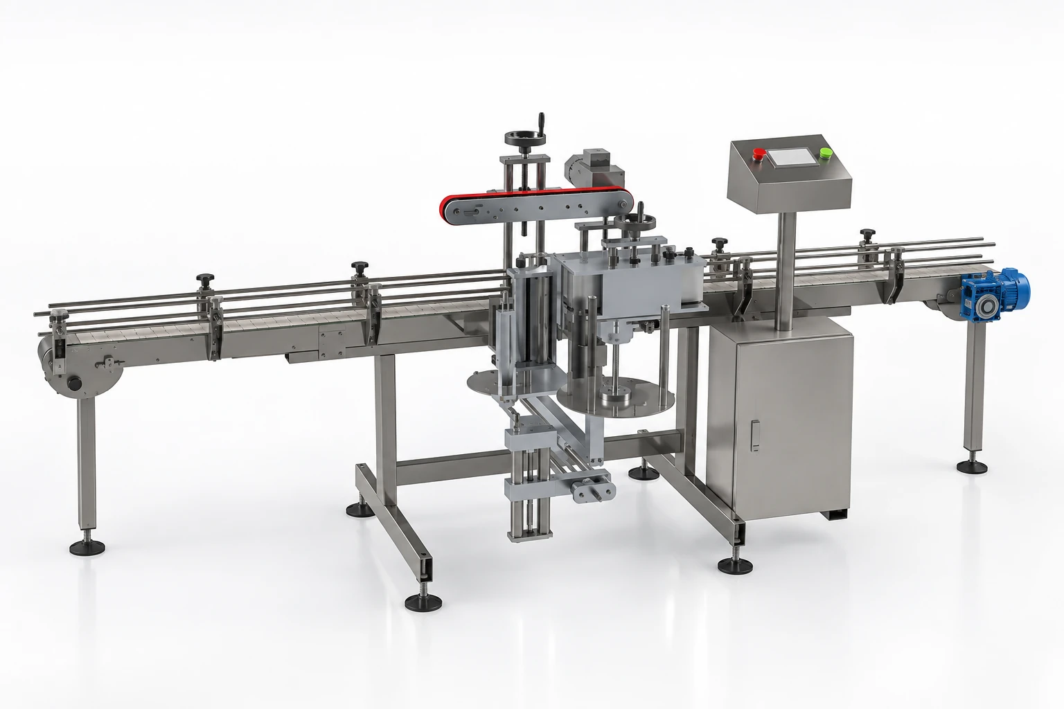 Visualización 3D basada en el diseño de IHM: etiquetadora automática con transportador y gabinete de control